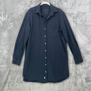 Frank & Eileen Tee Lab Mary Shirt Dress Size M Jersey Cotton Button Front Navy